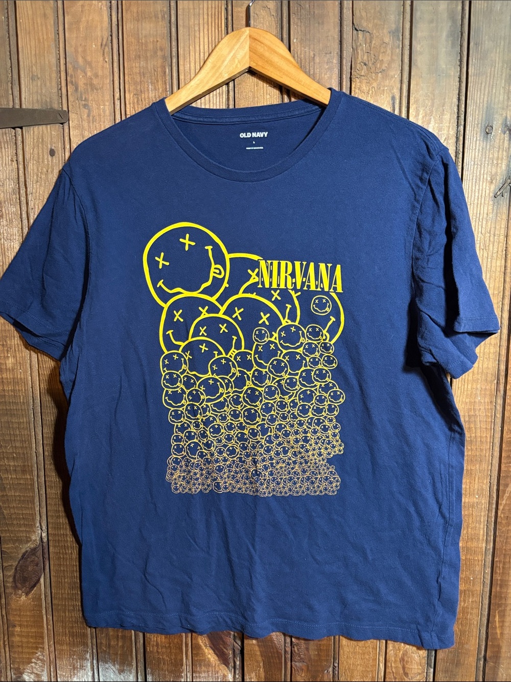 Old Navy  Nirvana Navy T-Shirt with Yellow  Graphic